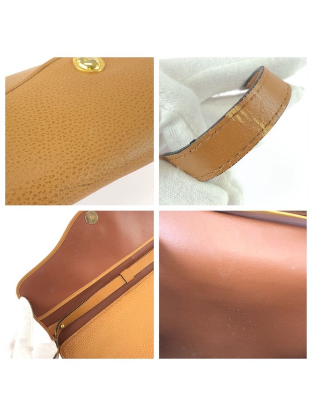 Dior Vintage CD Logo Brown Camel Gold Leather Shoulder Bag - Picture 6 of 9